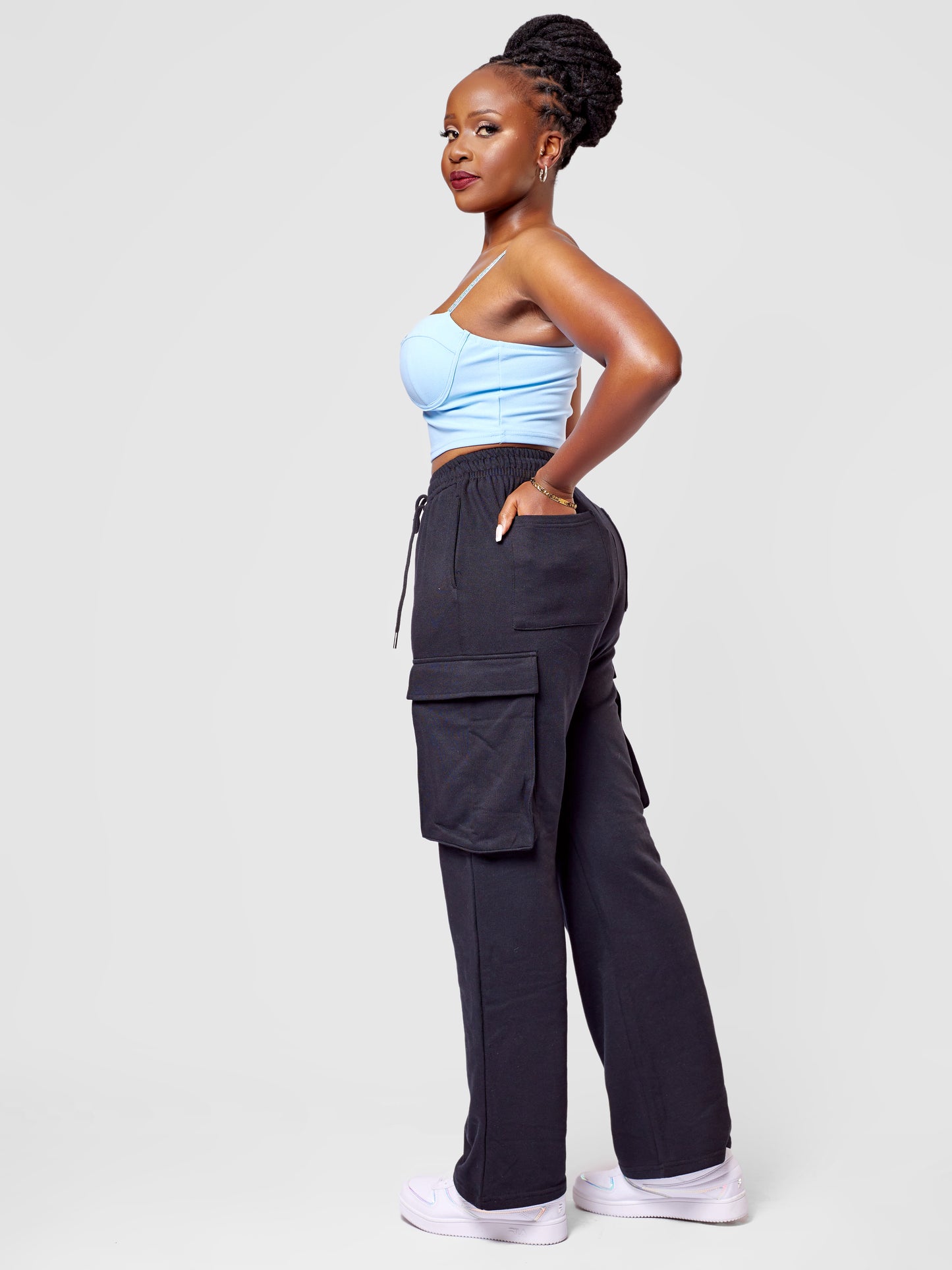 City Chic Wide Leg Cargo Sweatpants