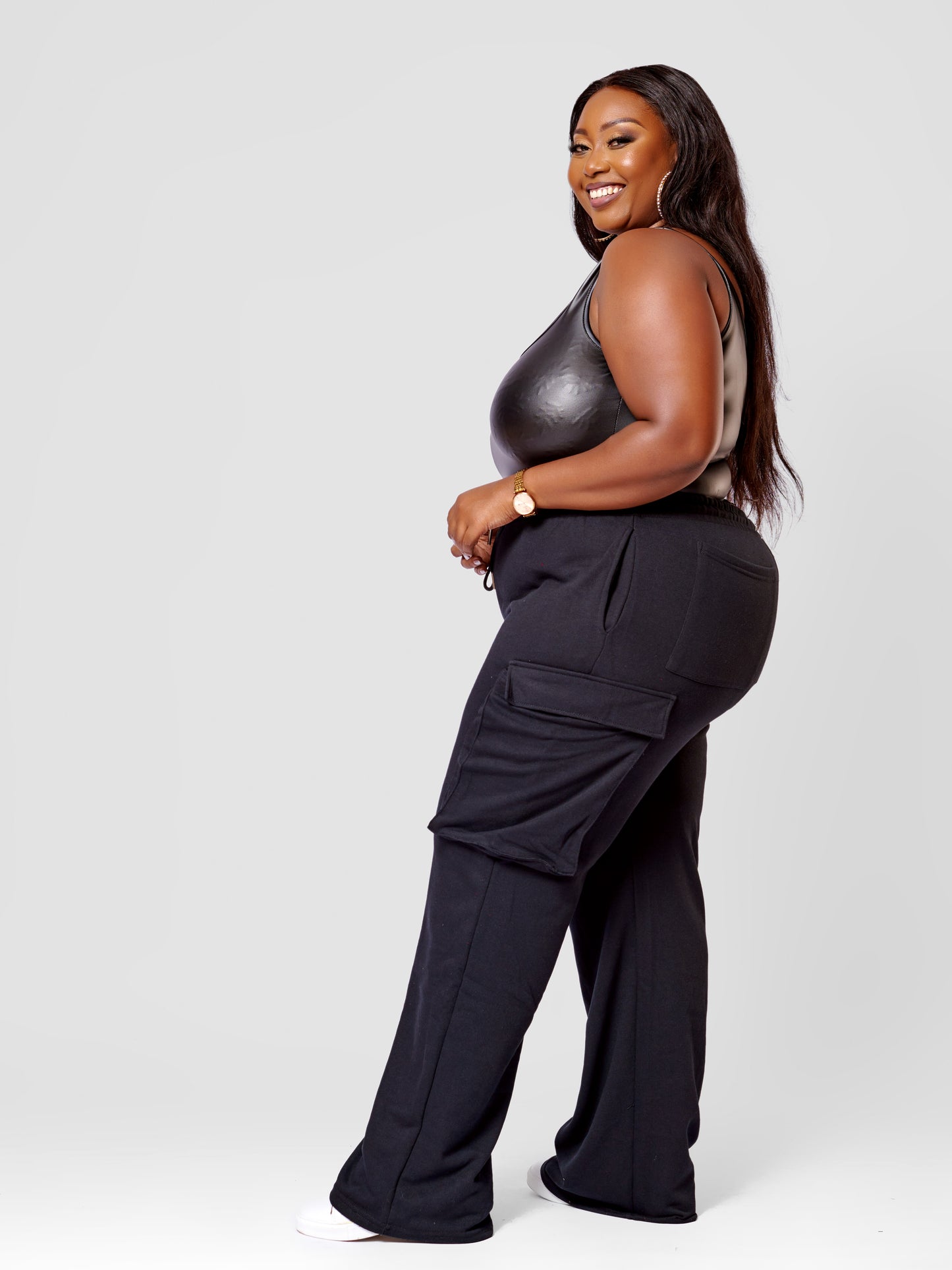 City Chic Wide Leg Cargo Sweatpants
