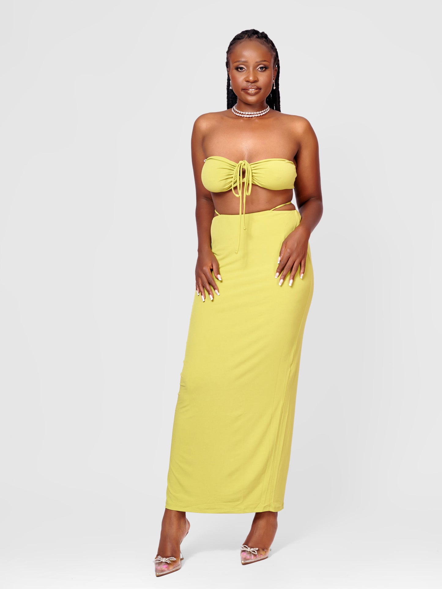Temptation Maxi Skirt Set - Lime