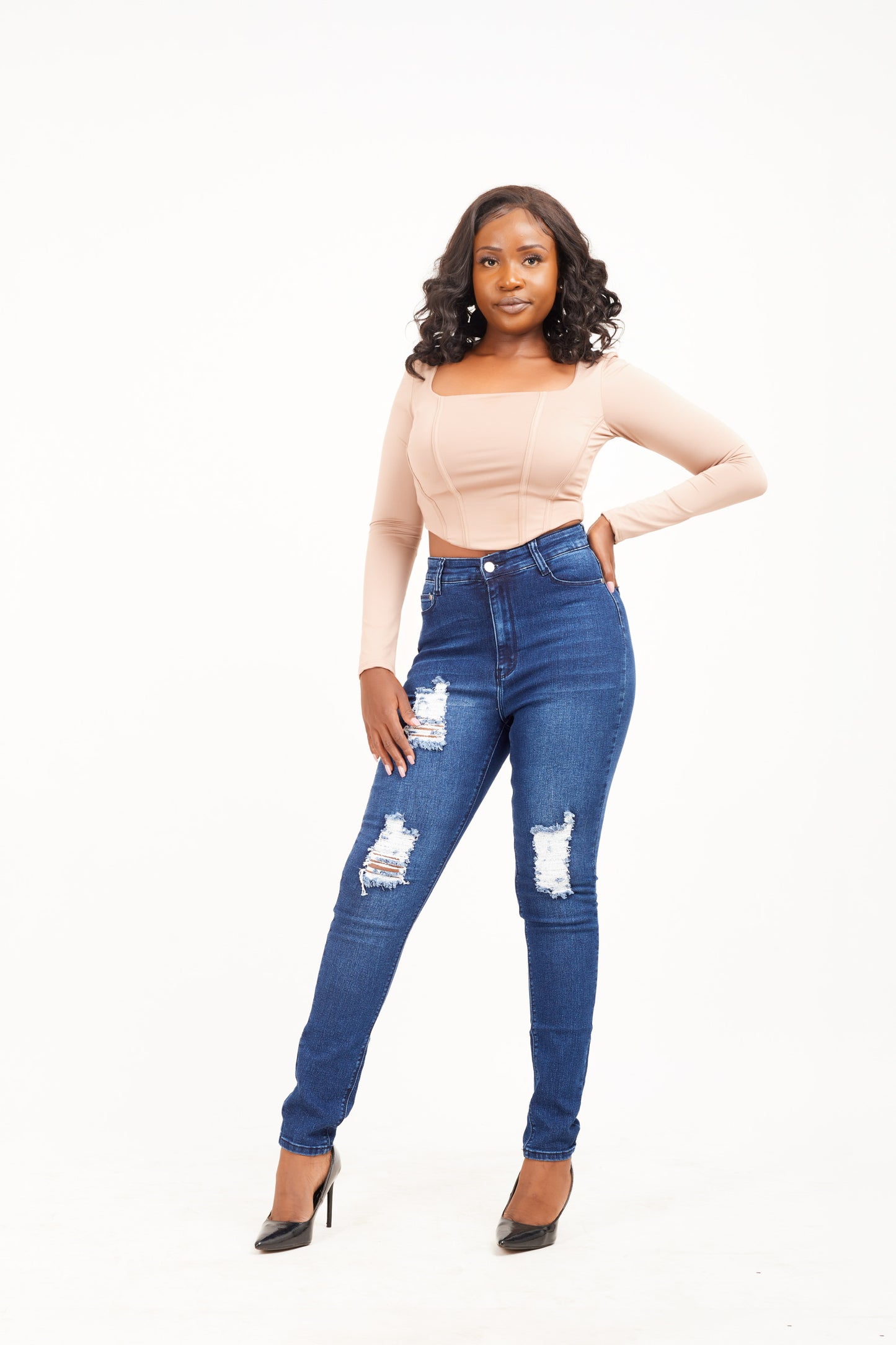On A Wave Distressed Jeans