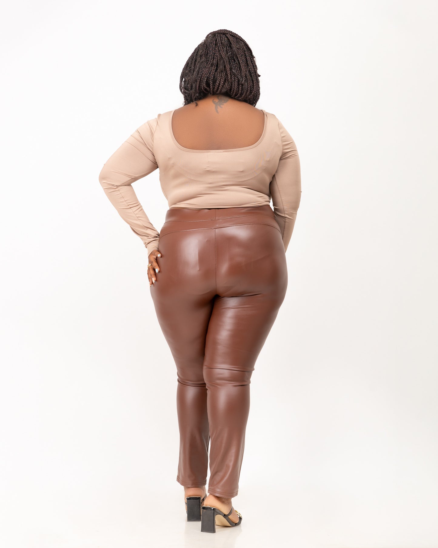 Faux Leather Leggings - Chocolate