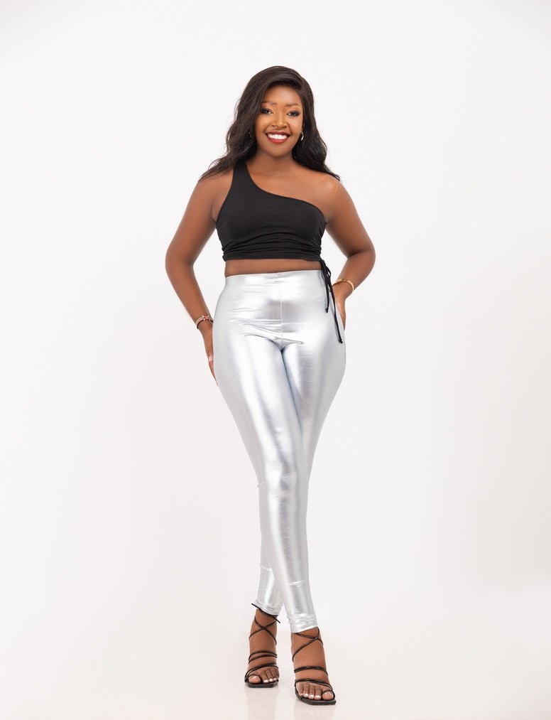 Silver Metallic Leggings