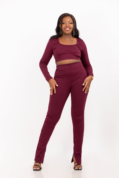 Burgundy Long Sleeve Legging Set